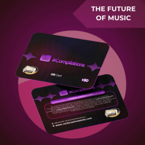 Compilations Gift Card NFT, vinyl record icon, supports curated music compilations.